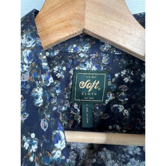 Soft Cloth Floral Pattern Point Collar Shirt Italian Woven Fabric Shirt Size L - Picture 9 of 13